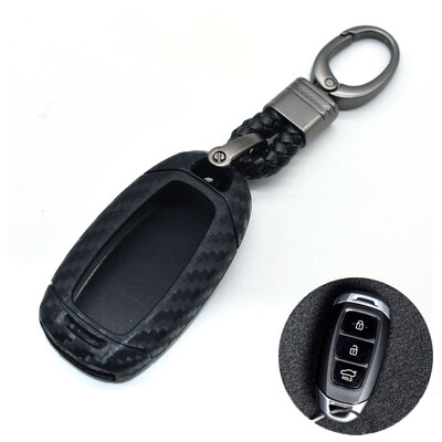 

Carbon Fiber Style Car Smart Key Fob Chain Case for Hyundai Veloster 2017-2019