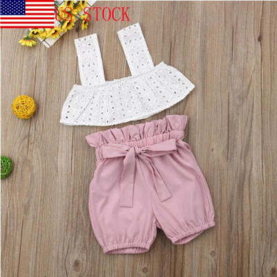 

Toddler Baby Girl Sleeveless Tank Crop Top Short Pants Outfits Clothes Summer US