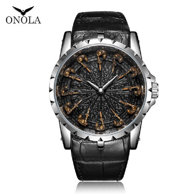 

ONOLA ON3809 Men Quartz Watch Leather Band Fashion Multifunction Wristwatch 3ATM Watches