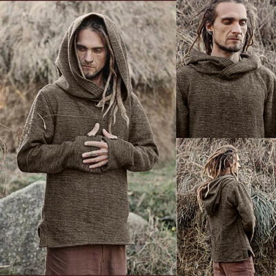 

Toponeto Mens Vintage Hooded Long Sleeve Hoodies Retro Slim Fit Pullover Tops Sweatshirt