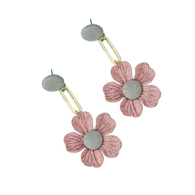 

Blue Pink Yellow Flower Earrings Grey Color Cute Gift New Elegant Cloth Long Simple For Women Fashion Jewelry
