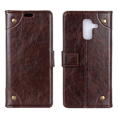 

MOONCASE Samsung Galaxy A6 2018 Copper Buckle Napa Leather Case - Coffee