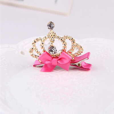 

Shiny Crown Hair Clip With Big Rhinestone Bow Princess Queen Children Accessories Barrettes 4 Shapes