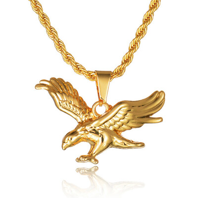 

New Fashion Gold Color Jewelry Vintage Style Eagle Necklace Hip-hop Pendant Necklace Wholesale