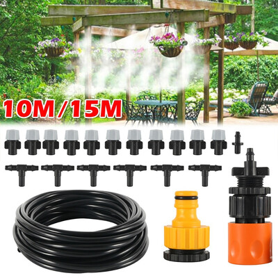 

1015M Outdoor Garden Water Misting Cooling Irrigation System Sprinkler with Nozzles Patio Misting System