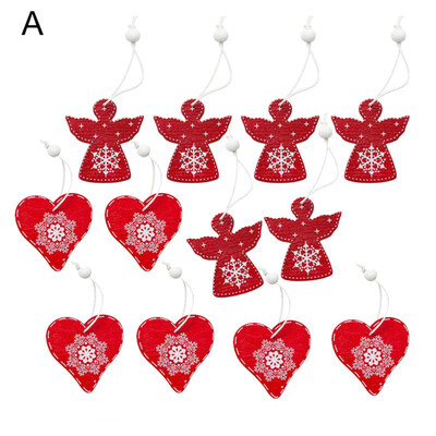 

12pcs Wooden Bell Snowflake Mini Christmas Ornament Xmas Tree Hanging Decor
