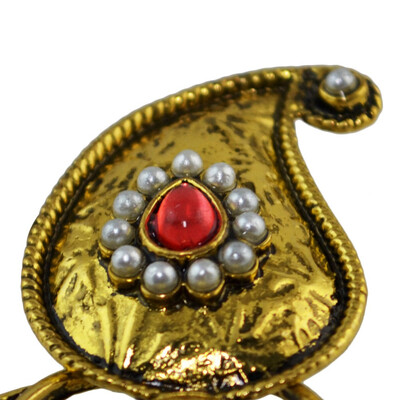 

Vintage Gold Metal Turkish Women Big Flower Long Drop Earring Pearl Rhinestone India Style Earrings Statement Jewelry