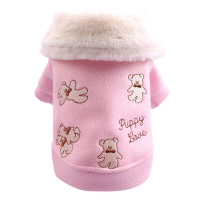 

Pet Autumn Winter Warm Clothes Dog Thickening Lapel Coat With White Fluffy Collar Dog Clothes For Small Dogs Ubranka Dla Psa