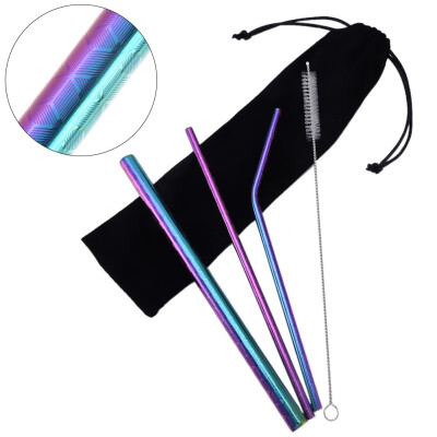 

Stainless Steel Straw Metal Modern Style Pattern Colorful Environmental Protection Straws For CocktailCoffeeIce tea Bar Tools