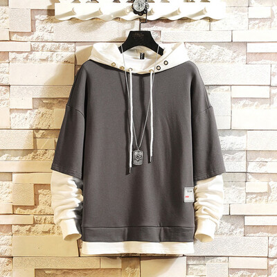 

Toponeto Men Splicing Button Pullover Long Sleeve Hooded Sweatshirt Tops Blouse
