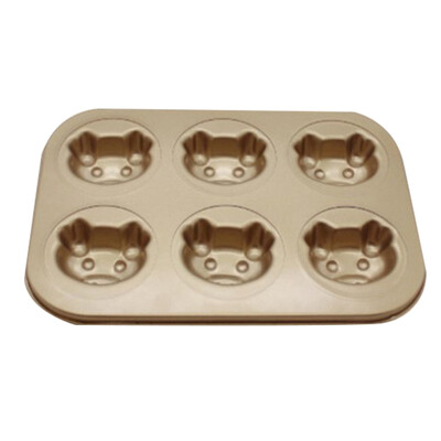 

6 Cup Nonstick Madeleine ShellPigBearCat PawLove Shape Cake Mold Carbon Steel Cookie Pan Pretty
