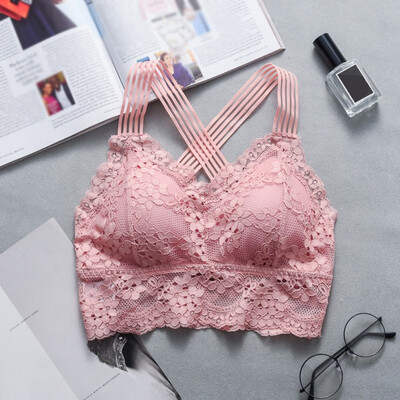 

Fashion Casual Women Lady Lace Strap Bras Tops Tube Chest Wrap Woman Underwear Cross Beauty Back Tank Tops