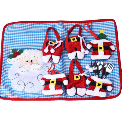 

JPGIF 6Pcs Christmas Decorations Santa Silverware Holders Pockets Dinner Decor