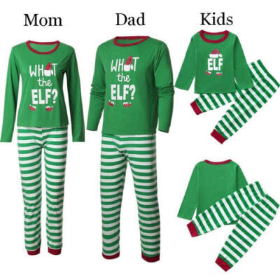 

Family Matching Christmas Sleepwear Women Men Kids Xmas Elf Nightwear Pajamas