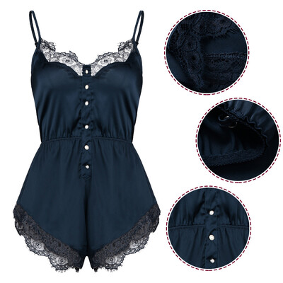 

Gobestart Women Lingerie Perspective Lace Pajamas Splicing Sexy Bodysuit Underwear