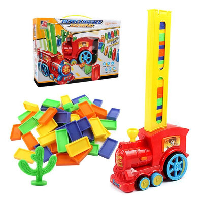 

Electric Domino Train Toy Set with 60Pcs Colorful Dominoes Game Building Blocks Educational Boys Girls Childrens Toys Gifts