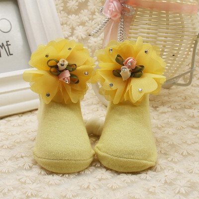 

WEIXINBUY High Quality Newborn Infant Baby Girls Soft Socks Cute Solid Color Beatful Flower Kids Princess Socks 0-1Y