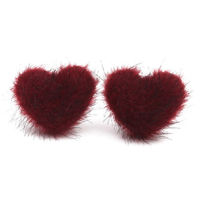 

EarringsSimple Sweet Gift Girl Ball Earrings Goods Pompom Ball Stud Shaped Women Pompom Heart Shaped Earrings Handmade Winter