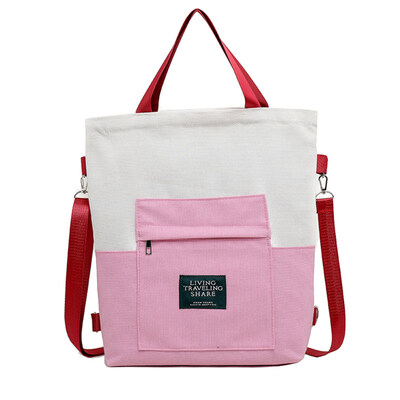 

Fashion Women Dual Color Large Canvas Crossbody Shoulder Shopping Bag Handbag