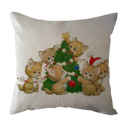 

Tailored 18 Xmas Cotton Pillow Case Linen Cushion Cover Merry Christmas Home Decoration