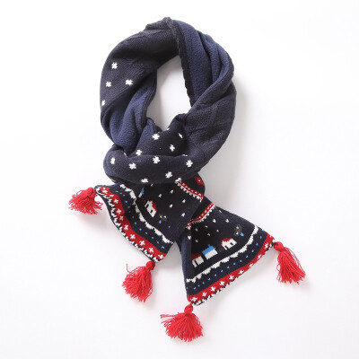 

Autumn And Winter Unisex Kid Neck Warmer Fleece Thickening Cartoon Small House Pattern Baby Scarf
