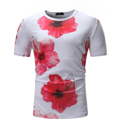 

Toponeto Fashion Mens 3D Printing Creative Round Neck Casual Short Shirts Top Blouse