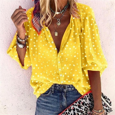 

Women Blouse Autumn Shirt Long Sleeve Blouse V-neck Printed Shirts Office Lady Tops Blouse Femme Blusas Mujer de Moda 2019