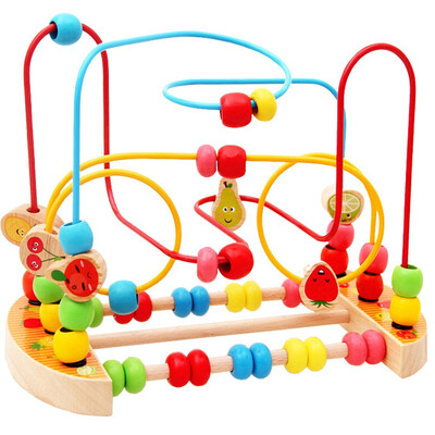 

YIWULAWooden Childrens Beads Fruit String Beads Puzzle Jigsaw Educational Toy For Kid