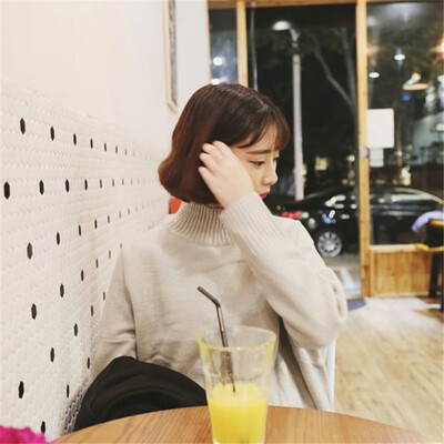 

Autumn New Loose Simple Solid Women Sweater Retro Fashion Turtleneck Long Sleeve Knit Pullover