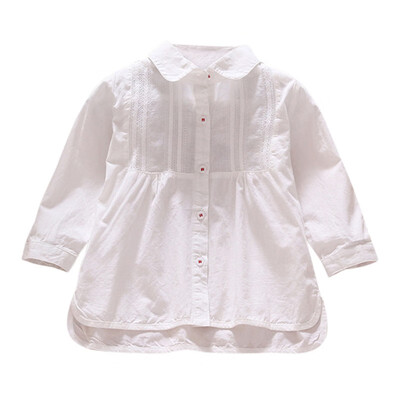

Baby Clothing Turn-down Collar British Style Cotton White Long Sleeve Cotton Baby Blouses Toddler Clothes