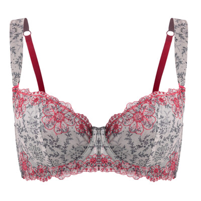 

Women Lace Embroidery Gathered Ultra-thin Breathable No Trace Steel Ring Bra Nursing Bottoming Comfort Underwear