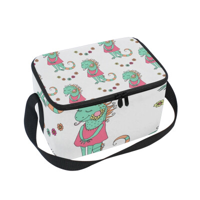 

ALAZA Lunch Box Insulated Lunch Bag Large Cooler Cute Iguana Tote Bag