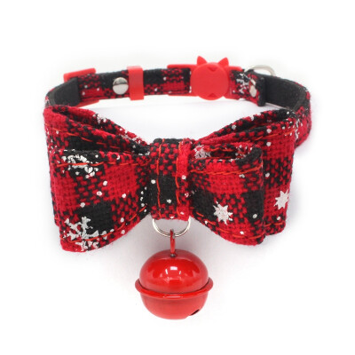 

Christmas Gift Dog Cat Collar Breakaway With Bell Double Layer Bowknots Adjustable Kitten Collars