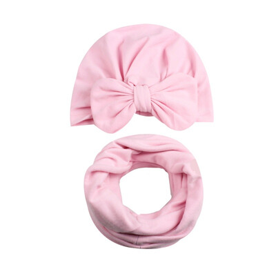 

Childrens Bow HatScarf Set Autumn Winter Warm Scarf For Baby Boy Girl New Toddlers Soft Cotton Caps 0-7Y