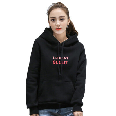 

New Social Harajuku Hoodies For Girls letter print Hooded Tops Womens Sweatshirt Winter Velvet Thickening Coat