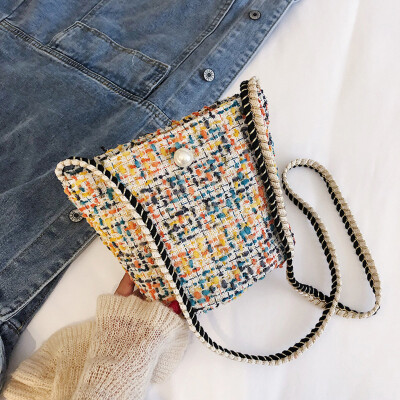 

Tailored Womens Fashion Coin Pearl Woven Wool Bag Patchwork Casual Bag Shoulder Bag