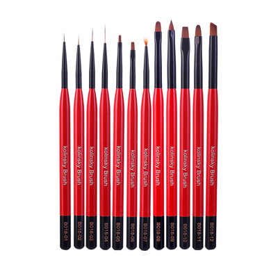 

12Pcs Women Girls Manicure Brush Portable Nail Liner Drawing Detailing Brush Set Alloy Handle Soft Nylon Bristles