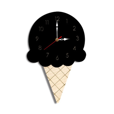 

Cute Ice Cream Shaped Decorative Wall Clock Battery Powered Mute Movement Needle Display Morden Home Decor
