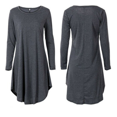 

Women Long Sleeve Casual Loose T-Shirt Long Blouse Tops Mini Short Dress Autumn