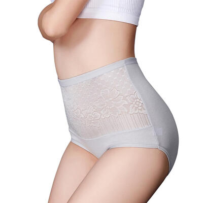 

Comfortable High Rise Flower Pattern Women Briefs Fashion Simple Soft Cotton Blend Breathable Panties -XXL