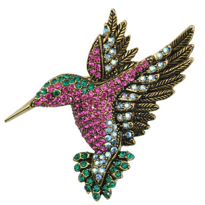 

2019 Colorful Rhinestone Hummingbird Brooch Animal Brooches for Women Korean Fashion Accessories