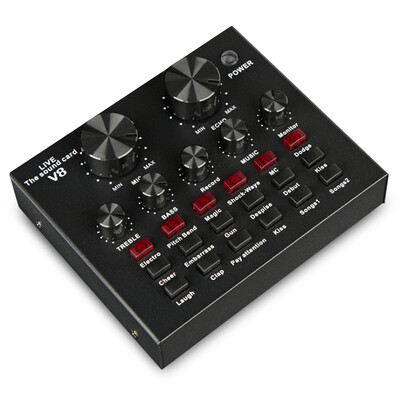 

V8 E300 Microphone Mixer Live Sound Card Combination Set