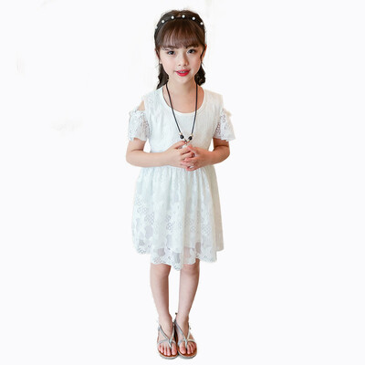 

Summer Baby Girls Casual Dresses Lace Floral Design Dress Cotton Kids Toddler Short Sleeve Sundress Princess Dress