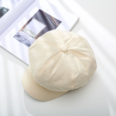 

New Womens Hat Autumn&Winter Octagonal Hat Korean Edition Fashion Pure Canvas Beret Mens Headgear