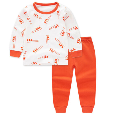 

2019 Autumn Baby Kids Girls Long Sleeve Cartoon Print T-Shirt TopPants Outfits Pajamas Sleepwear Set