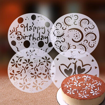

4pcs of Environmental Protection PVC Garland Template Cake Printing Stencil All Kinds of Spray Patterns in Home&Kitchen of Coo