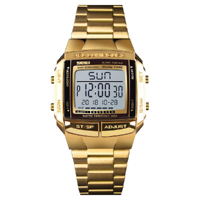 

SKMEI 1381 Men Analog Digital Watch Fashion Casual Sports Wristwatch 2 Time 5 Alarm 3ATM Waterproof Stainless Steel Strap Backligh