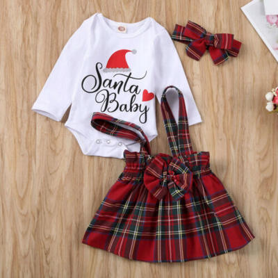 

Baby Girls My 1st Christmas Romper Tutu Dress Outfit Xmas Party Santa Headband