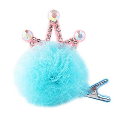 

Girls Barrettes Kid Hair Clips Cute Yarn Ball Crown Design Children Princess Hair Accessories