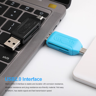 

Micro USB 2 IN 1 OTG Card Reader Type-C30 Support TF Card Recorder Phone Storage Card Rotatable Card Reader Blue